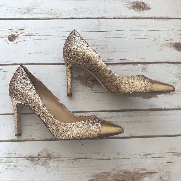 J. Crew Shoes - [J. Crew] Metallic Gold Everly Toe Glitter Pumps